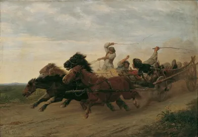 Wettfahrt Betrunkener Slowakischer Bauern