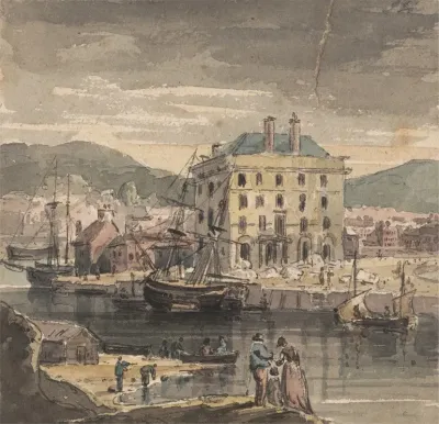 Weymouth With Figures Shipping And View Of The Custon House