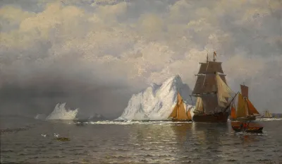 Whaler And Fishing Vessels Near The Coast Of Labrador