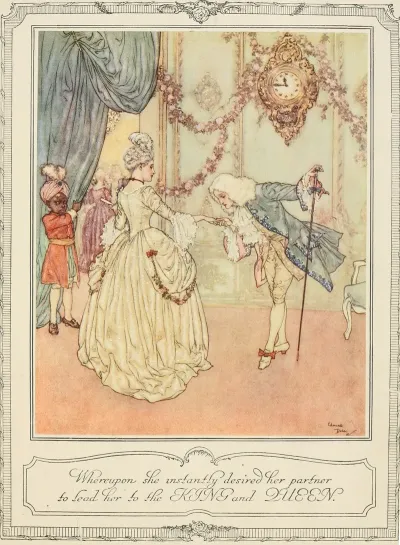 Whereupon She Instantly Desired Her Partner To Lead Her To The King And Queen