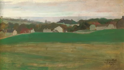 Wiese Mit Dorf Im Hintergrund Ii