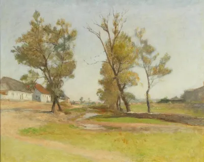Wiese Vor Einem Dorf