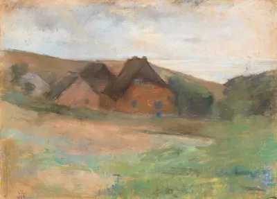 Wiesenlandschaft Mit Bauernhausern Kustendorf