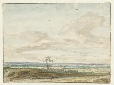 Wijd Landschap Met Een Weg Langs Een Vaart