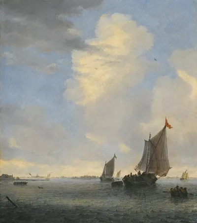 Wijdschip And Other Small Dutch Vessels At The Mouth Of An Estuary