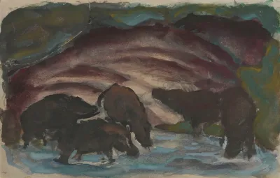 Wild Boars In The Water