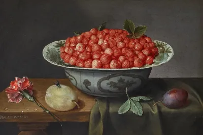Wild Strawberries In A Delftware Bowl