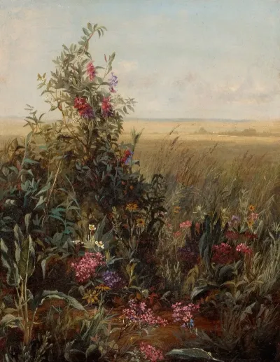 Wildflowers Against A Vast Landscape
