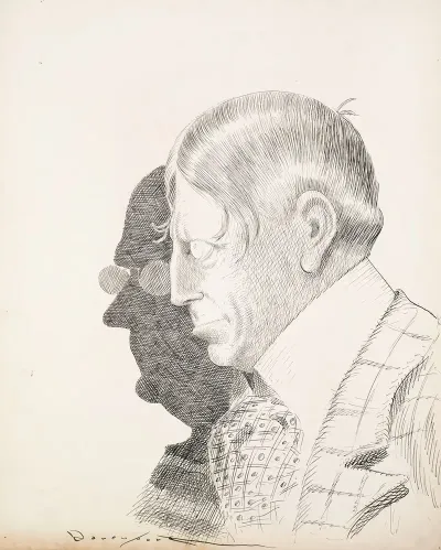 William Randolph Hearst In Silhouette With The Shadow Of Another Man In Glasses Behind Him