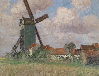 Windmuhle Und Dorf In Belgien