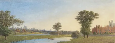 Windsor Castle And Eton College From Fellows Eyot River Thames