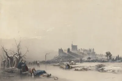 Windsor Castle From The Frozen River During The Great Frost