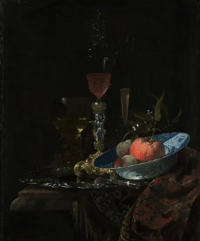 Wineglass And A Bowl Of Fruit