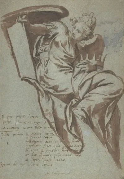 Winged Female Figure Holding A Tablet And A Crown