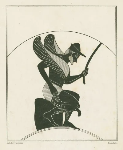 Winged Mercury Seated On A Stone Cube In The Pose Of A Messenger