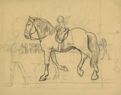 Winged Putto Riding A Horse