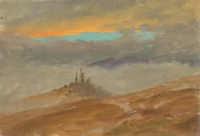 Winter Landscape View Of Zuarry Hill Twilight