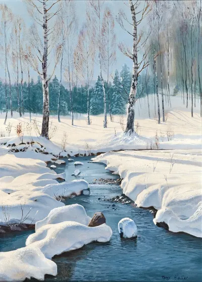 Winter Landscape With A Creek