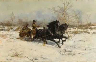 Winter Landscape With A Horse Drawn Carriage