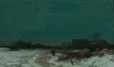Winter Landscape With Cottages