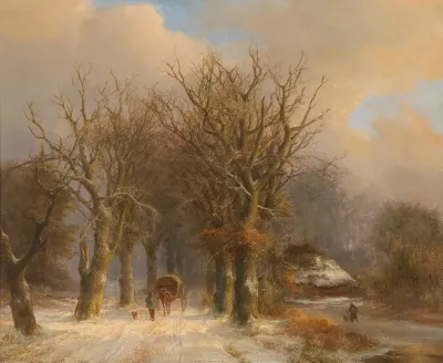 Winter Landscape With Horse And Cart
