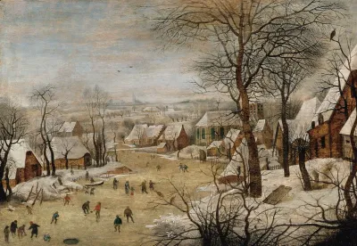 Winter Landscape With Skaters And A Bird Trap