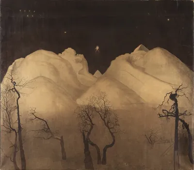Winter Night In The Mountains Study