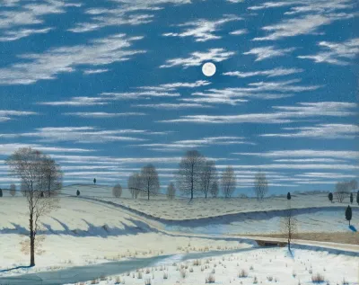 Winter Scene In Moonlight