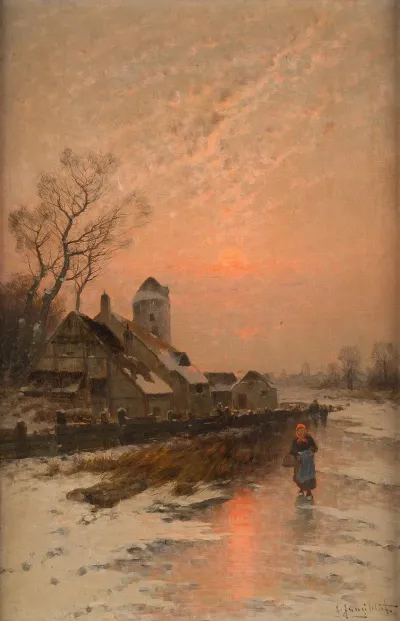 Winter Sun Over Iced Lake