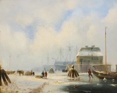 Wintergezicht Op Haven