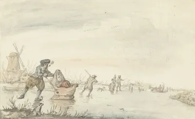 Wintergezicht Op Het Zwarte Water Bij Zwolle