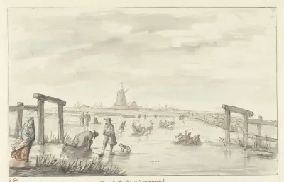 Wintergezicht Te Boom Van Het Zwarte Water Bij Zwolle