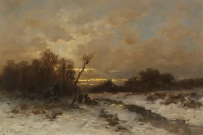 Winterlandschaft Mit Reisigsammlern