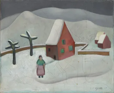 Winterlandschaft Mit Rotem Haus