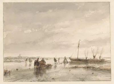 Winterlandschap Met Bevroren Meer