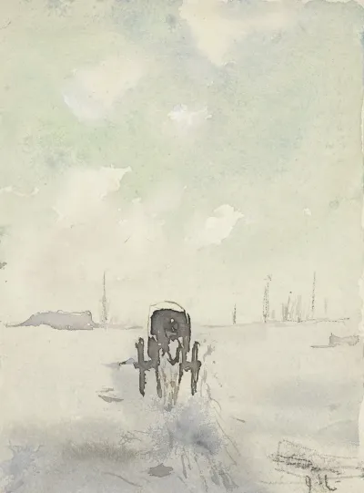 Winterlandschap Met Paard En Wagen