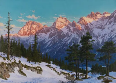 Winterliche Abendstimmung Bei Mittenwald