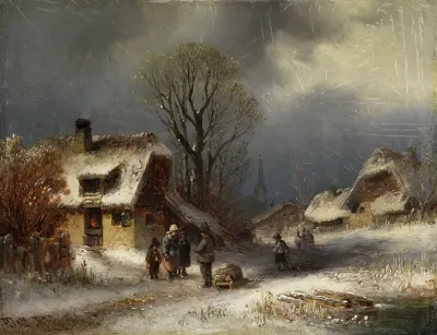 Winterliche Dorfszene