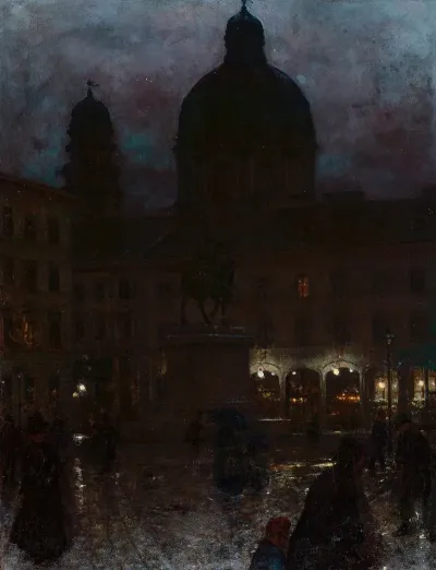Wittelsbacher Platz In Munich At Night