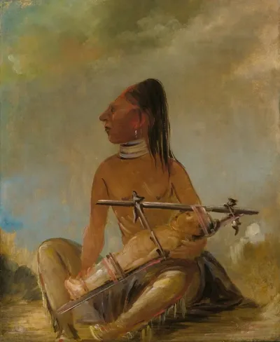 Woman And Child Showing How The Heads Of Children Are Flattened