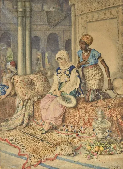 Woman And Her Maid In A Harem