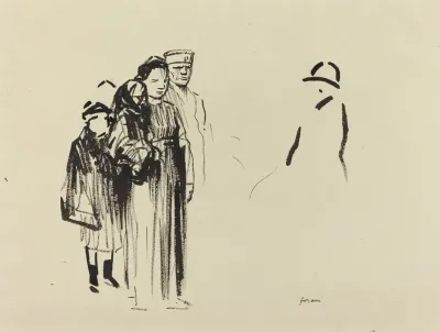 Woman And Two Children With German Soldiers