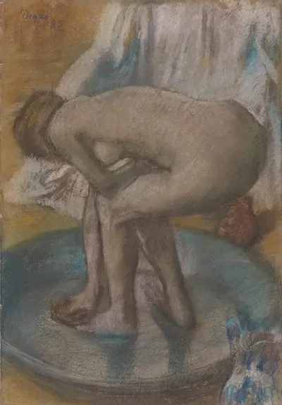 Woman Bathing In A Shallow Tub