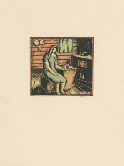 Woman Beside Babys Cradle