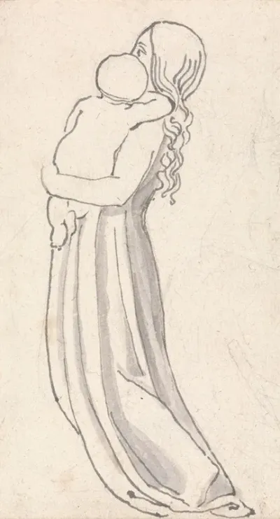 Woman Carrying A Child In Her Arms
