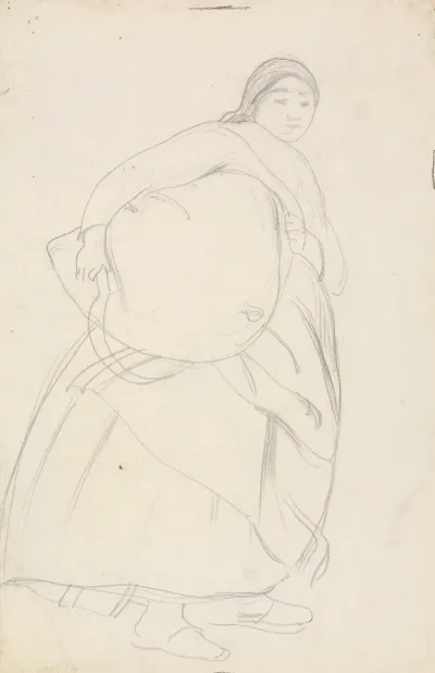 Woman Carrying A Sack Of Cut Grass