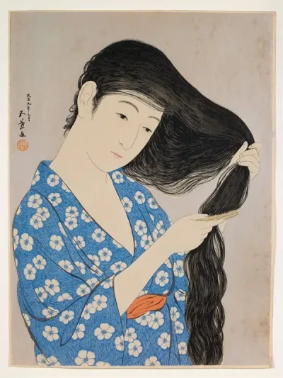 Woman Combing Her Hair