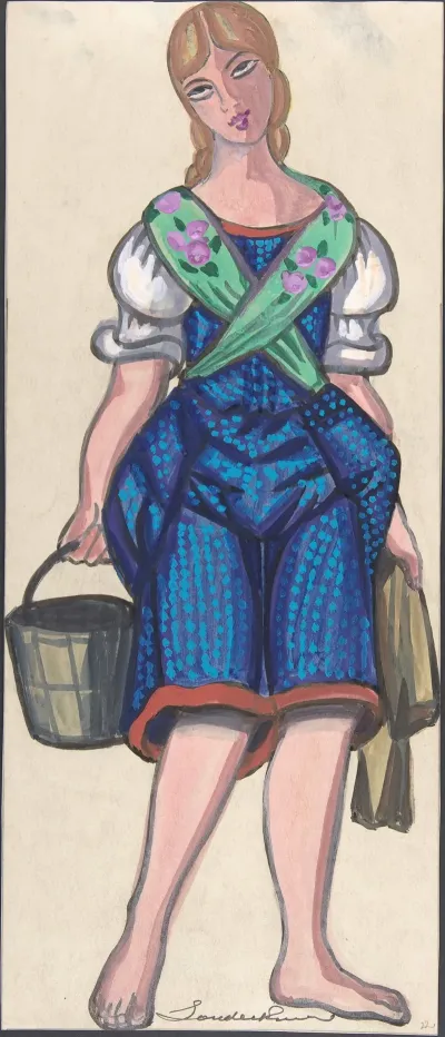 Woman Dressed As A Milkmaid Holding A Pail