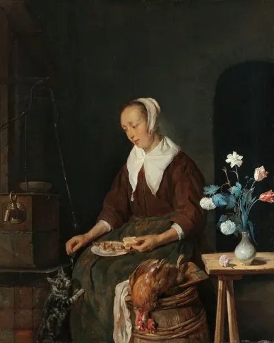 Woman Eating Known As The Cats Breakfast