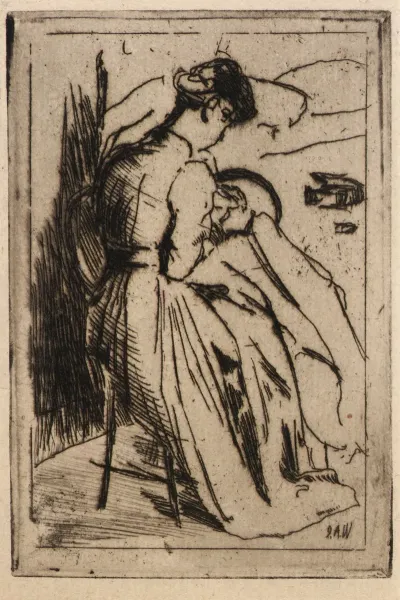 Woman Embroidering 2